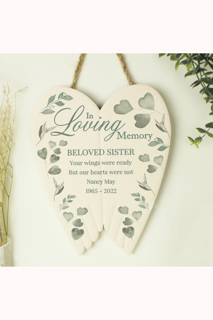 Personalised Botanical In Loving Memory Ceramic Wings