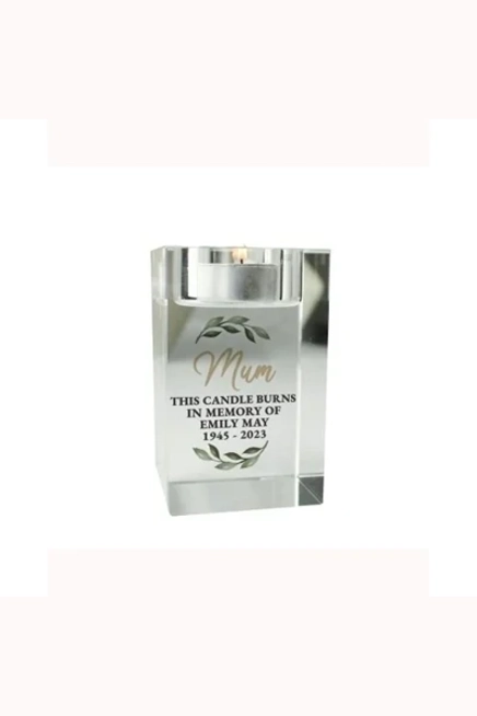 Personalised Botanical Memorial Glass Tealight Holder