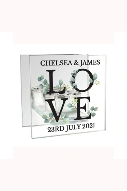 Personalised Botanical Mirrored Glass Tea Light Holder