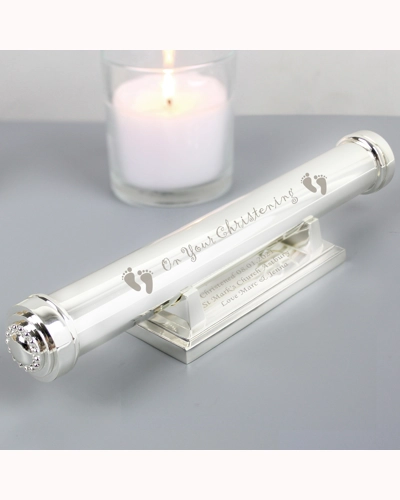 Personalised Christening Silver Plated Certificate Holder