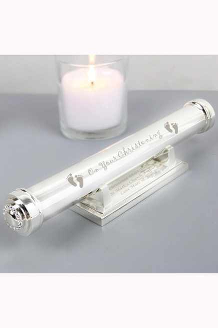 Personalised Christening Silver Plated Certificate Holder