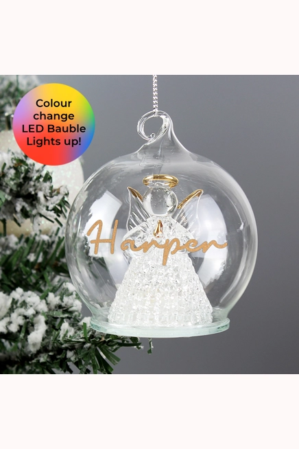 Personalised Christmas LED Angel Bauble