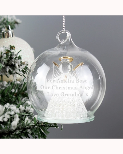 Personalised Christmas Message LED Angel Baubl