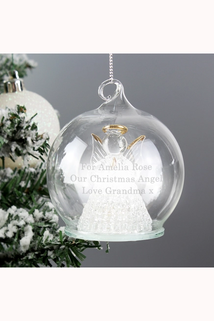 Personalised Christmas Message LED Angel Baubl