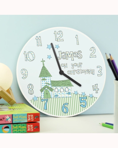 Personalised Church Boys Christening Clock