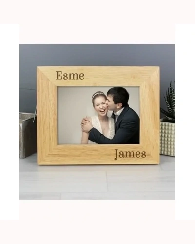 Personalised Couples 6x4 Oak Finish Photo Frame