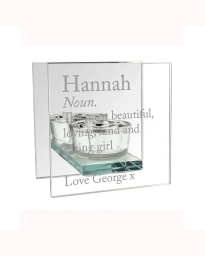 Personalised Definition Mirrored Glass Tea Light Candle Holder