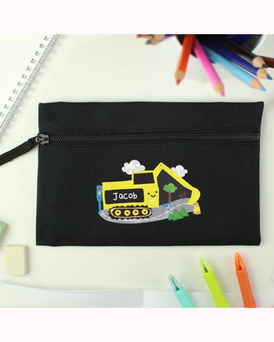 Personalised Digger Black Pencil Case