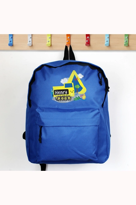 Personalised Digger Blue Backpack