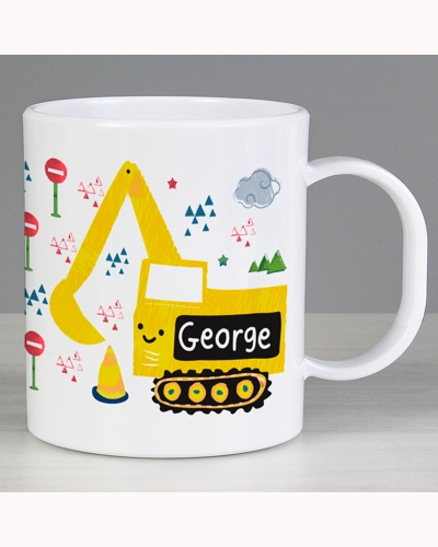 Personalised Digger Plastic Mug
