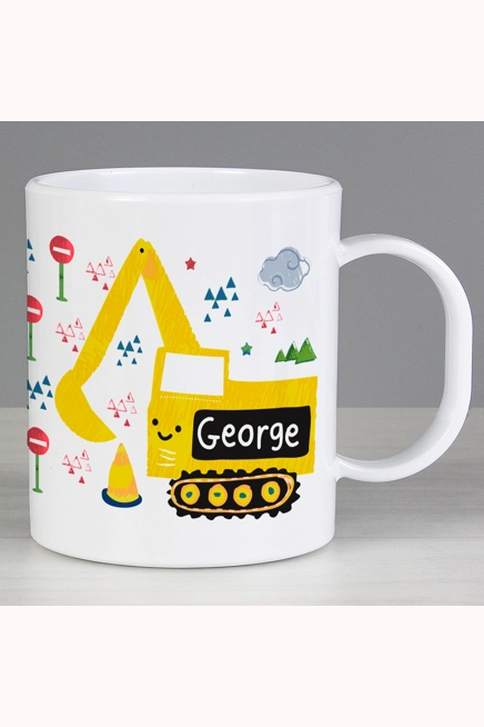 Personalised Digger Plastic Mug