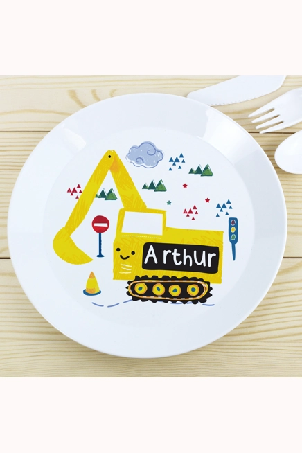 Personalised Digger Plastic Plate