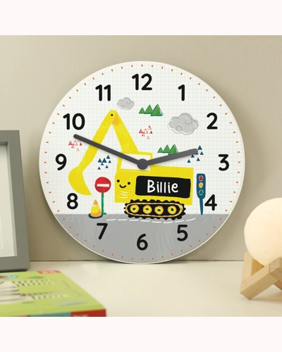 Personalised Digger Wooden Clock