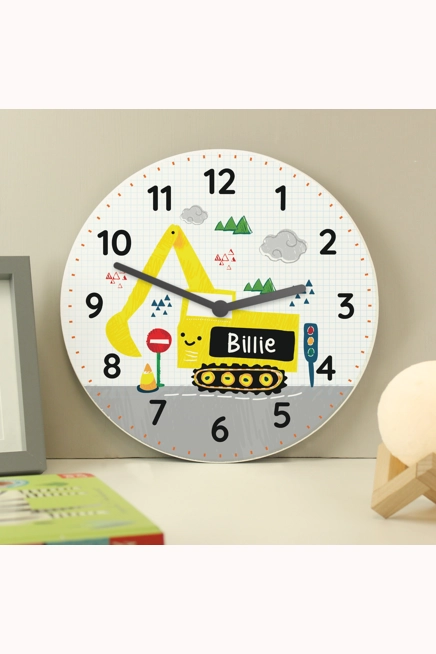 Personalised Digger Wooden Clock