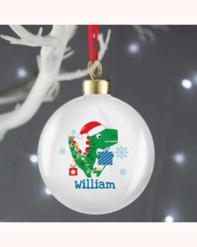 Personalised Dinosaur 'Have a Roarsome Christmas' Bauble