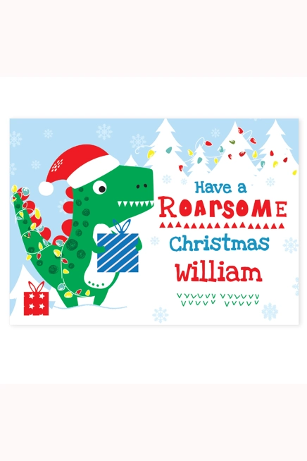 Personalised Dinosaur 'Have a Roarsome Christmas' Card