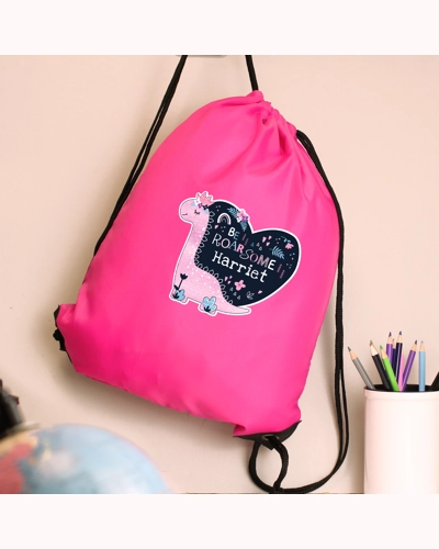Personalised Dinosaur Pink Kit Bag