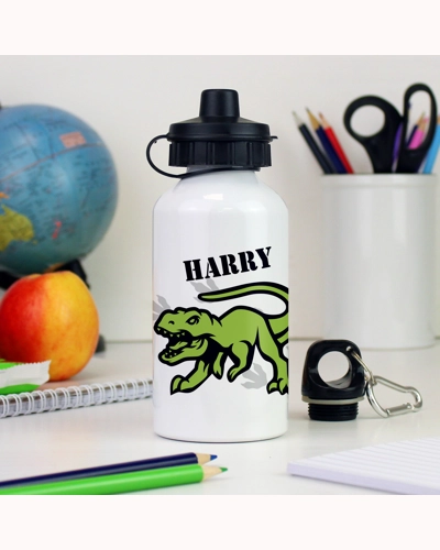 Personalised Dinosaur White Drinks Bottle