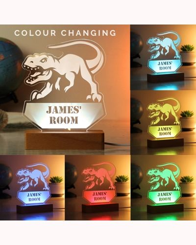 Personalised Dinosaur Wooden Based LED Light
