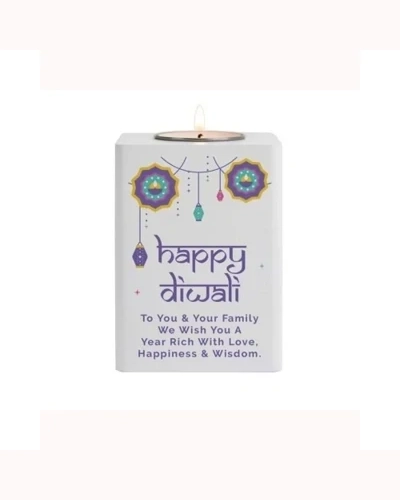 Personalised Diwali Wooden Tea Light Holder