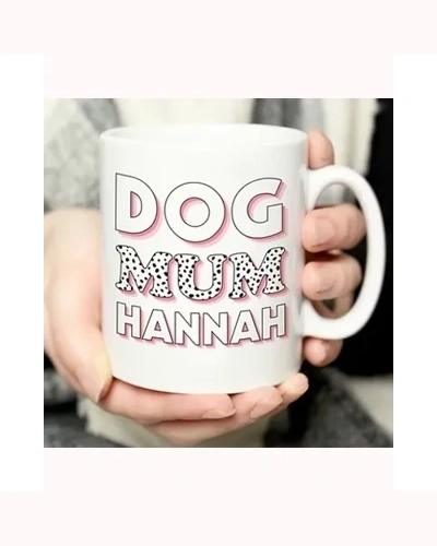 Personalised Dog Mum Pink Spots Mug