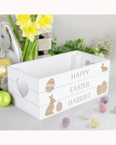 Personalised Easter Bunny Small Wooden Crate