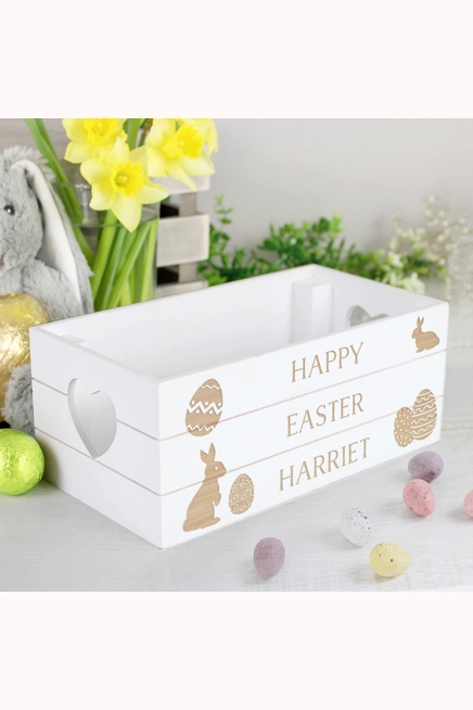 Personalised Easter Bunny Small Wooden Crate