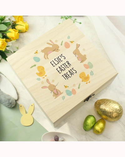 Personalised Easter Bunny Wooden Treat Box