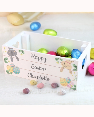 Personalised Easter Egg Hunt Small Wooden Crate