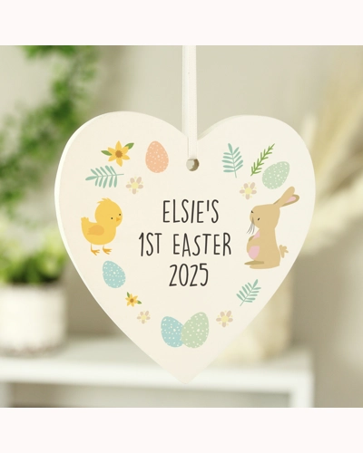 Personalised First Easter Heart Tree Decoration
