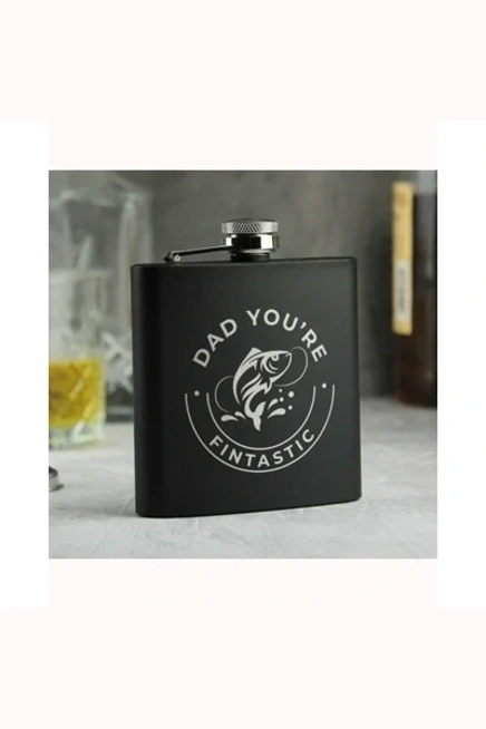 Personalised Fishing Black Hip Flask