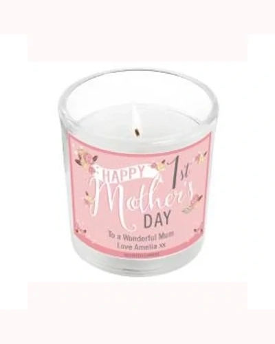 Personalised Floral Bouquet 1st Mothers Day Scented Jar Candle