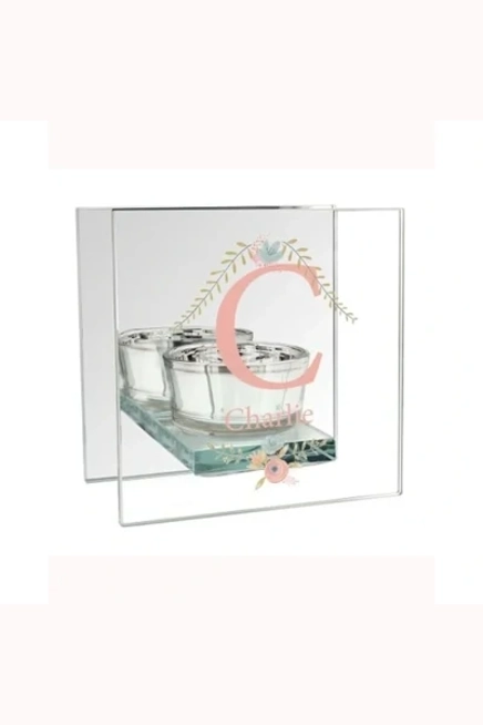 Personalised Floral Bouquet Mirrored Glass Tea Light Candle Holder