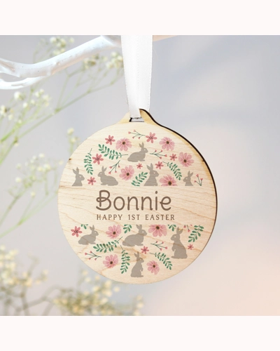 Personalised Floral Easter Tree Wooden Decoration