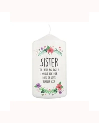 Personalised Floral Pillar Candle