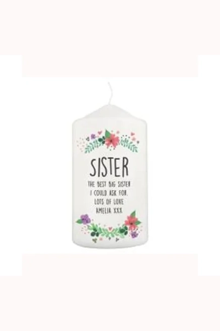 Personalised Floral Pillar Candle