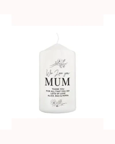 Personalised Floral Pillar Candle