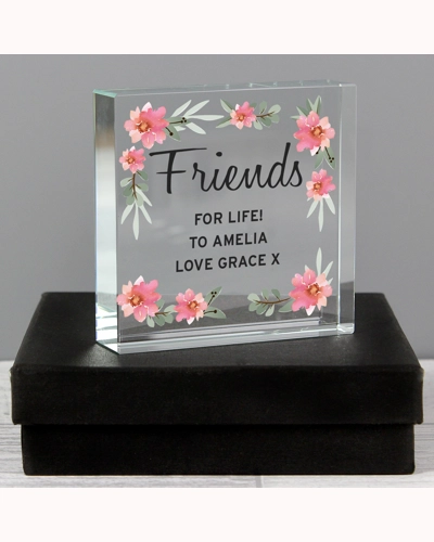 Personalised Floral Sentimental Crystal Token