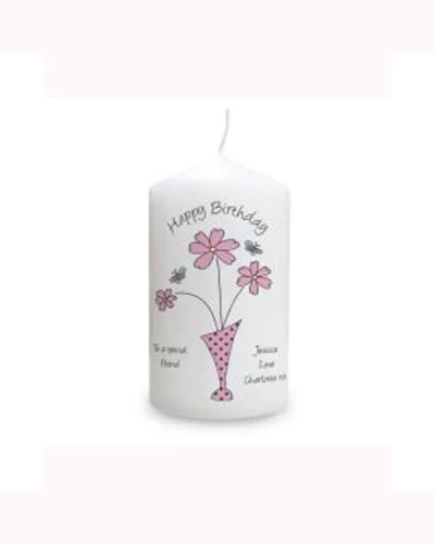 Personalised Flower in Vase Pillar Candle