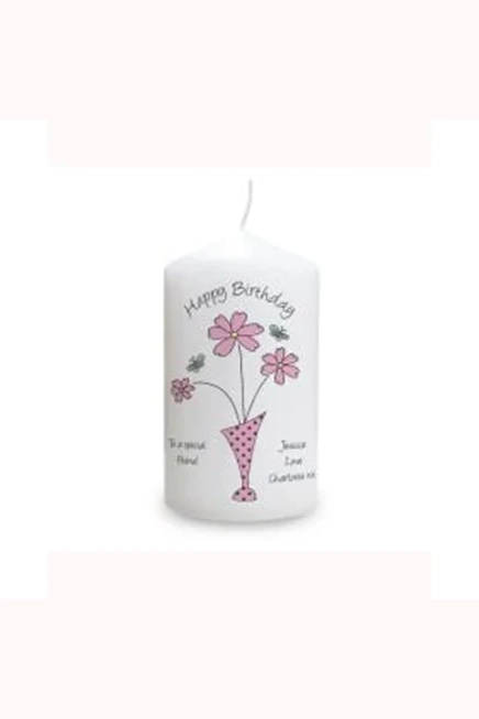 Personalised Flower in Vase Pillar Candle