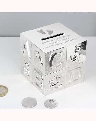 Personalised Footprints ABC Money Box