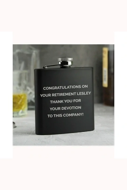 Personalised Free Text Black Hip Flask