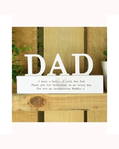 Personalised Free Text Heart Wooden Dad Ornament