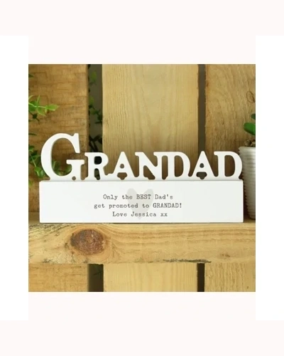 Personalised Free Text Heart Wooden Grandad Ornament