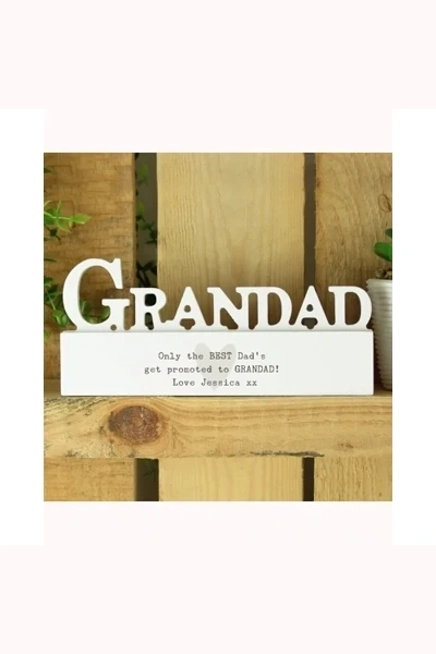 Personalised Free Text Heart Wooden Grandad Ornament