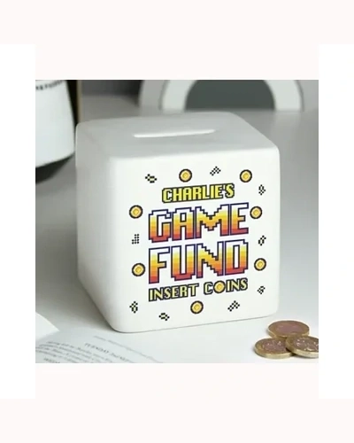 Personalised Gaming Fund Ceramic Square Money Box