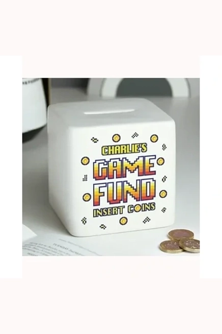 Personalised Gaming Fund Ceramic Square Money Box