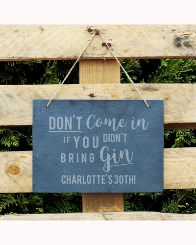 Personalised Gin Large Hanging Slate Sign
