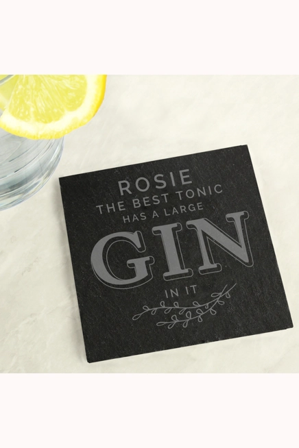 Personalised Gin & Tonic Single Slate Coaster