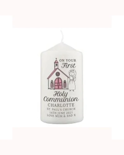 Personalised Girls First Holy Communion Pillar Candle